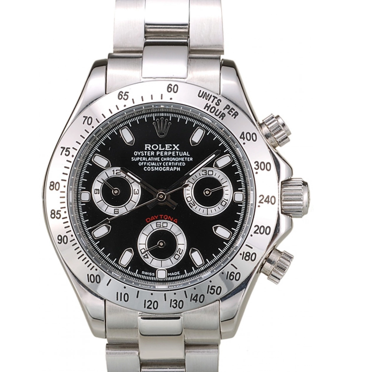 Aaa fake watches Lady Steel Case Dial Daytona Tachymeter Black Rolex Stainless 0821